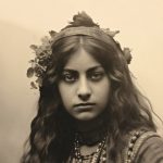 Portrait ancien en sépia d’une jeune femme assise, pour illustrer le portrait d’un ancêtre.